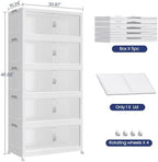 75GAL (300QT) Collapsible Plastic Storage Bins with Lid & Wheels, Extra Large Stackable Closet Organizers Storage Boxes, Folding Cabinet for Home Kitchen Office, 5Pack White - Image 2