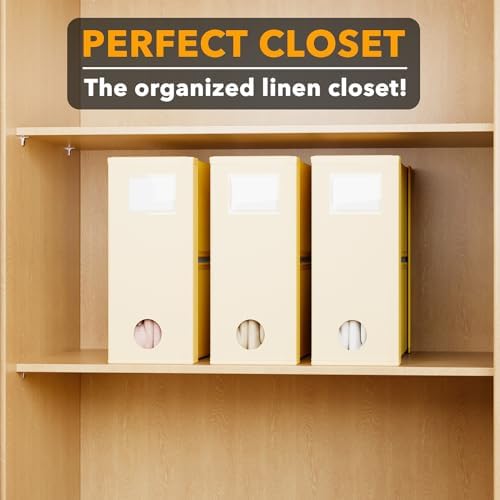 SpaceAid 3 Pack Bed Sheet Organizers and Storage, Foldable Linen Closet Organizer, Set Folder Keeper With Window XL (Queen & King Size) Bedding Container (Beige) - Image 5