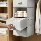 6-Shelf Hanging Closet Organizer with 3 Fabric Drawers, Silver Gray - Image 6