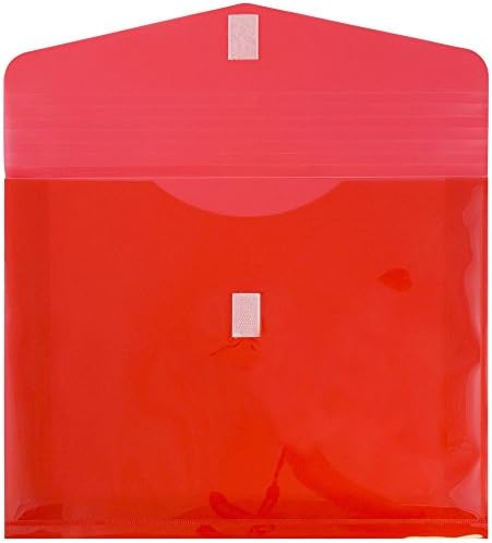 JAM PAPER Plastic Expansion Envelopes with Hook & Loop Closure - Letter Booklet - 9 3/4 x 13 with 2 Inch Expansion - Red - 12/Pack - Image 2