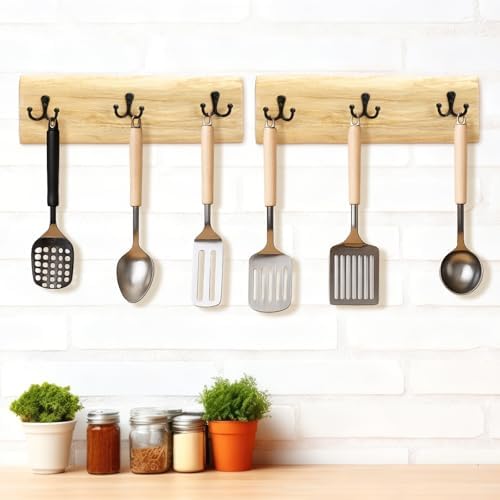 Threehoney 2 Pcs Wooden Wall Coat Rack, 15.8 Inch with 3 Hooks Farmhouse - Image 6