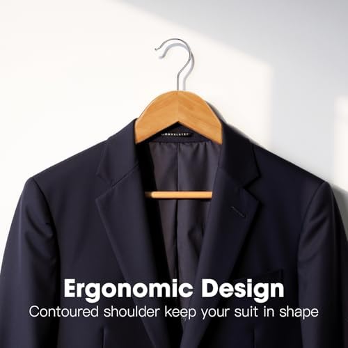 Wooden Hangers 30 Pack Solid Wood Hangers,Heavy Duty Coat Hangers for Closet, Wooden Clothes Hangers for Suits, Shirts, Pants, Jackets(Natural) - Image 5