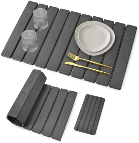 Large Stone Dish Drying Mat for Kitchen Counter – 24"(L)×16 "(W) Foldable Super Absorbent Diatomaceous Earth Stone Dish/Bath Mat, Kitchen Counter Mat for Plate Rack, Cup, Match Any Countertop - Gray by tdcokhe