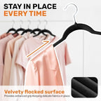 Sishynio Velvet Shirt Hangers 30 Pack, Slim Felt Hangers Black - Image 5