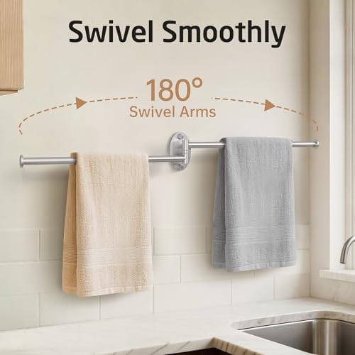 KES Kitchen Swivel Towel Bar 15-Inch, Swivel Towel Rack, Brushed Nickel - Image 6