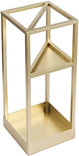 MyGift 20 Inch Brass Tone Metal Umbrella Stand with Drip Tray - Image 6