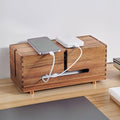 SARUFO Acacia Wood Cable Management Box - Wooden Cord Hider with 4 Metal Feet​, Organizer for Desk & Floor, Power Strip TV Wire Concealer, Under Desk Storage for Office, Home Electrical Cables by SARUFO