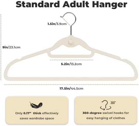 Ivory Velvet Hangers, Stackable Hanger with Non Slip Felt Fabric - Image 6