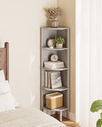 Corner Shelf, 5 Tier Corner Bookshelf, Display Corner Shelf Stand with Storage Rack, Wall Corner Bookshelf for Living Room, Bedroom, Office, Grey - Image 4