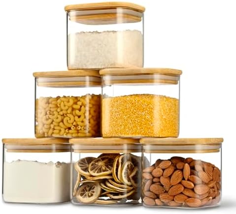 D2scrma 22oz/0.7Qt/650ml Square Glass Storage Containers with Lids 6-Pack by Delicatedtoservicecustomer