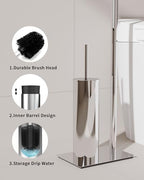 Toilet Paper Holder Stand, Free Standing Toilet Paper Holder with Shelf for Bathroom, Stainless Steel Chrome Toilet Tissue Holder with Brush and Holder Set, Weighted Base - Image 6