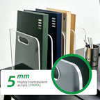 Clear Acrylic Magazine File Holder, 4 Compartment Desk Organizer - Image 4