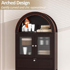 Spurgehom Over The Toilet Storage Cabinet with Glass Door (Coffee) - Image 4