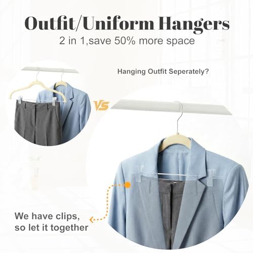 HOUSE DAY Velvet Skirt Hangers 36 Pack, Beige Hangers with Adjustable Clips - Image 5