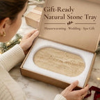 Travertine Tray for Kitchen Counter & Bathroom, Oval 9.8x5.9In - Image 6