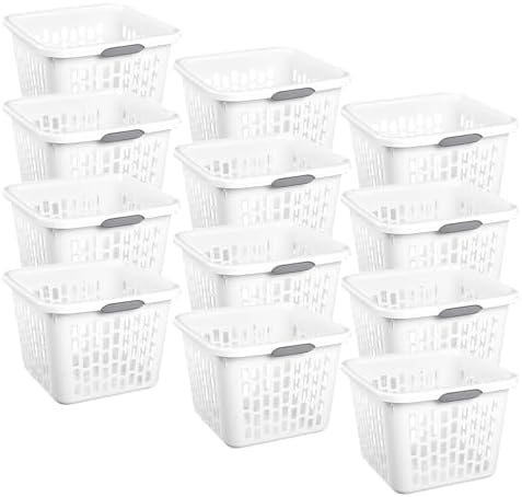 Sterilite Square Laundry Basket, Plastic Clothes Hamper, 12 Pack by Sterilite