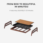 Anji Mountain Heavy Duty Waterproof Wooden Shoe Storage Mat Organizer/Boot Storage Tray Multi Use for Entryway with Coir, Black and Ivory Insert, 1 Tier, Fits 2 Pair (26.5" Wide) - Image 6