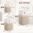 Laundry Basket Hamper,Blanket Storage,Dirty Clothes Hamper with Swivel Handles,Woven Cotton Rope Toy Baskets,Blanket Basket Living Room,Decorative Hampers for Nursery,Bedroom,White & Linen,80L - Image 5