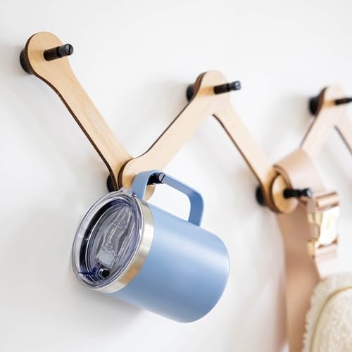 Three by Three Seattle Minimalist Wall-Mounted Coat Rack, White Oak Wood - Image 6