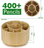 Bamboo Rotating Pencil Holder for Desk,Pen Holder with 7 Compartments - Image 2