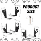 6pcs Cat Metal Bookends for Shelves Cute Decorative Book Ends with Bookmark - Image 2