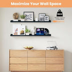upsimples Floating Shelves for Wall Decor and Storage, Black, 6Pcs 47.3'' - Image 4
