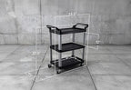 Commercial Heavy-Duty Utility Service Cart | 3 Shelf | | 450 Lbs Max Capacity | Rolling Utility Cart W 33" x H 37" x D 16" Black - Image 3