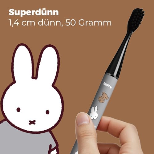 MIPOW Miffy BrushGo i4 Slim Electric Toothbrush Sonic Vibration Rechargeable Magnetic Travel Case & Ceramic Holder Dock 60Day Long Battery Soft Bristles 2Heads IPX7 Waterproof (Grey) - Image 3