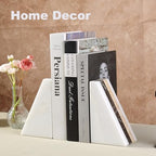 Karibiber Marble Book Ends, Non-Skid Bookends for Shelves, Composite Bookend with Natural Marble, Heavy Duty Book Stopper, Collected CDs and Oversized Books Organizer, Gold & Black Decorative Bookends - Image 6