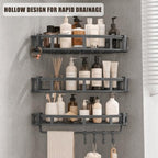 Shower Caddy Hanging 3 Pack, Rustproof Adhesive Corner Shower Shelves - Image 5