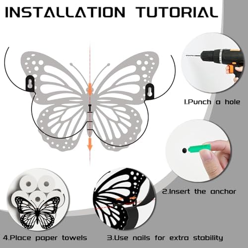 Butterfly Toilet Paper Holder Wall Mount/Stand for Extra 8 Rolls - Image 4