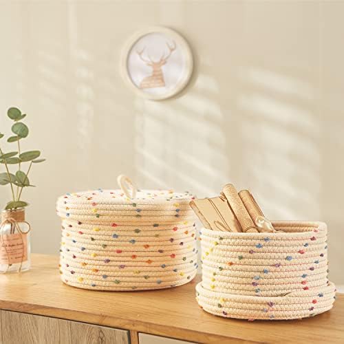 2pcs Small Basket, Cute Basket with Lid & Decorative Bin for Storage - Image 6