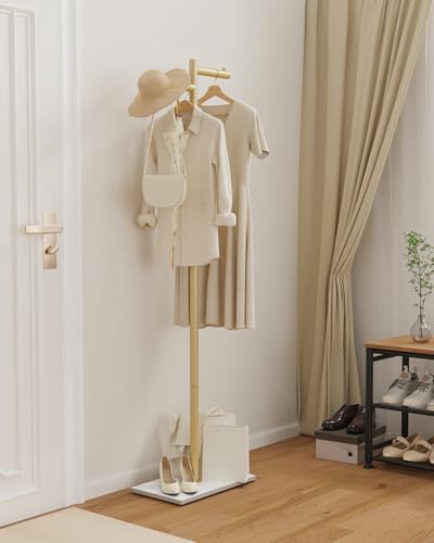 Modern Garment Rack,Z-Shaped Coat Stand with Rock Base,68.9in,Gold - Image 6