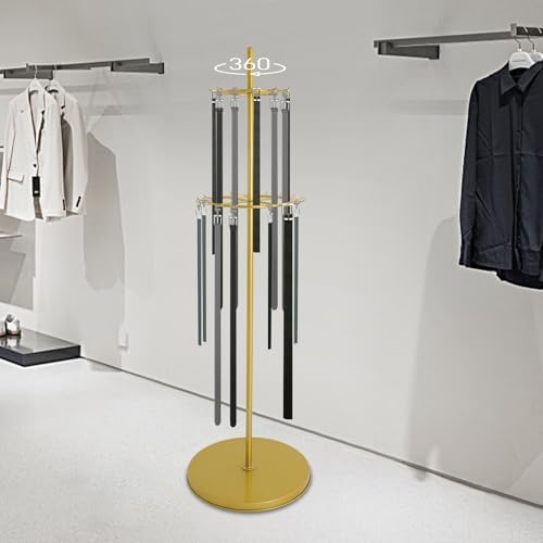 66 Inch Tall Tie Rack Belt Display Shelf, Floor Standing Belt Hanger 2 Tier Retail Scarf Stand Jewelry Necklaces Organizer Shawls Purse Shelf for Clothing Store Home (Gold) - Image 5