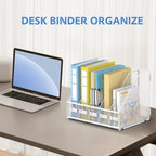 5 Vertical Compartments Magazine File Holder, Metal Binder Organizer, White - Image 6