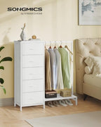 SONGMICS Dresser with Hanging Rod, 5 Fabric Drawers, Bottom Shelf - Image 2