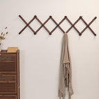 SKOLOO Hat Rack for Wall with 17 Hooks, Solid Wooden, Modern, Expandable Coat Rack Wall Mount for Coats, Hats, Bags, Baseball Caps, Walnut Color - Image 2