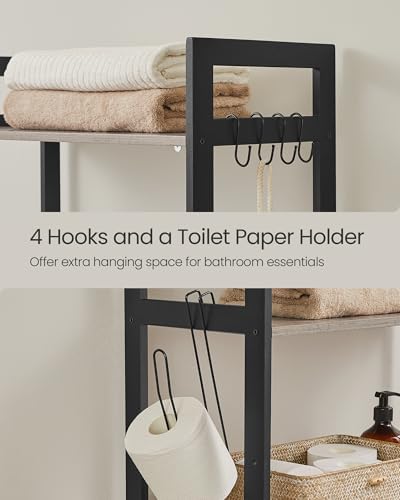 SONGMICS 3-Tier Bamboo Over The Toilet Storage, Adjustable Shelf, 66.9''H - Image 4