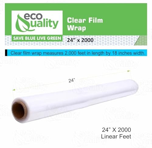 24" x 2000FT Clear Cling PE Food Wrap, Plastic Cling Wrap with Dispenser Cutter Box - BPA Free, Food Safe, Plastic Film Roll, Microwave & Freezer Safe Stretch Wrap for Food Service & Home Use (2) - Image 2