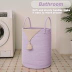 JMvicyroam 100L Cotton Rope Laundry Basket Hamper, Purple - Image 5