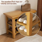 Shoe Rack Bench Mid Century Modern 2-Tier Shoe Rack Organizer for Entryway Hallway or Living Room Farmhouse Rustic Wooden Seat Bench Natural 11.8" Dx39.4 Wx16.5 H - Image 5