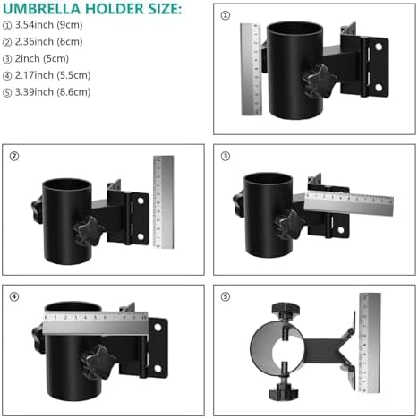 Stainless Steel Deck Umbrella Mount,Heavy Duty Patio Umbrella Holder for Deck Railing (Fit Max OD 2 Inch),Can Be Installed at Right Angles or Flat Surfaces,Black - Image 3