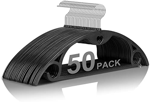Plastic Hangers Black Clothes Hanger 50 Pack by TARANCH