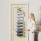 SWTYMIKI Hanging Towel Racks for Bathroom - 9 Tier Over the Door & Wall Mounted Bath Rolled Towel Storage Organizer Holder for Small Bathroom, RV, Camper, White (Patented) - Image 2