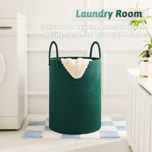 Artfeel Laundry Basket,Woven Cotton Rope Laundry Hamper,100L for Decorative Storage of Dirty Clothes,Toys and Blankets in Bathroom,Baby Room and Living Room - Image 5
