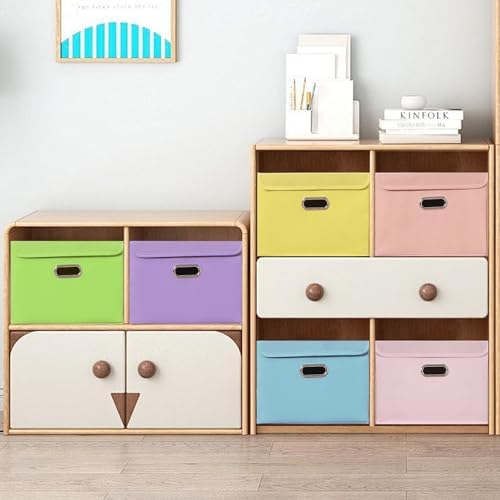 STOREONE Fabric Storage Cube Bins Foldable Organizer Container Collapsible Basket with Lids and Metal Handles, for Home, Bedroom, Closet 3 Pcs (multicolour-pink) - Image 5