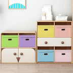 STOREONE Fabric Storage Cube Bins Foldable Organizer Container Collapsible Basket with Lids and Metal Handles, for Home, Bedroom, Closet 3 Pcs (multicolour-yellow) - Image 5