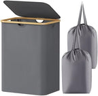Lifewit 150L Large Laundry Basket with Lid, 2 Removable Bags, Gray by Lifewit