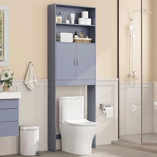 Yaheetech 77'' H Over the Toilet Storage Cabinet, Bathroom Organizer, Gray - Image 3