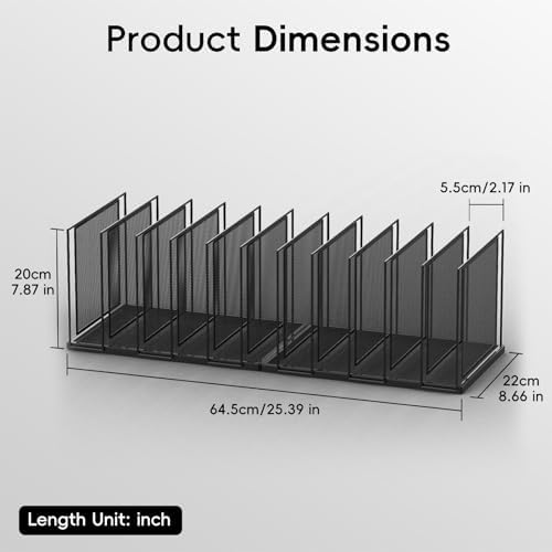 File Organizer for Desk, 11-Section Vertical File Sorter, Paper Holder Organizer Standing Metal File Folder for Office Home Classroom, Black - Image 2